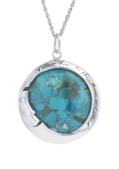 Sterling Silver Enhanced Turquoise 'I Love You To The Moon and Back' Pendant Necklace