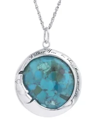 Sterling Silver Enhanced Turquoise 'I Love You To The Moon and Back' Pendant Necklace