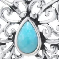 Sterling Silver 18in. Genuine Stabalized Turquoise Filigree Butterfly Necklace