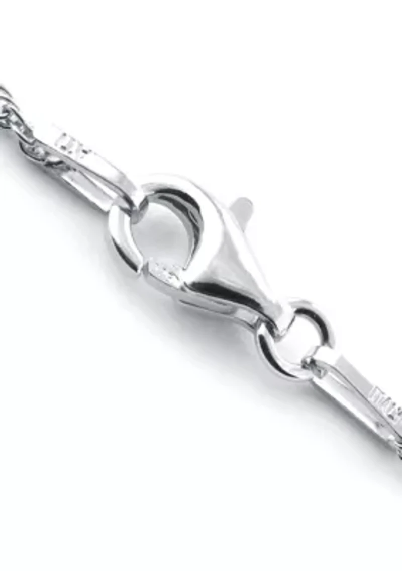 Sterling Silver Lapis Rope-Edge Rectangle Pendant Necklace