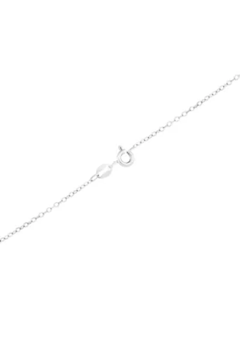 Sterling Silver 6 Millimeter Simulated Blue Opal Round Pendant Necklace