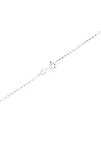 Sterling Silver 6 Millimeter Simulated Blue Opal Round Pendant Necklace