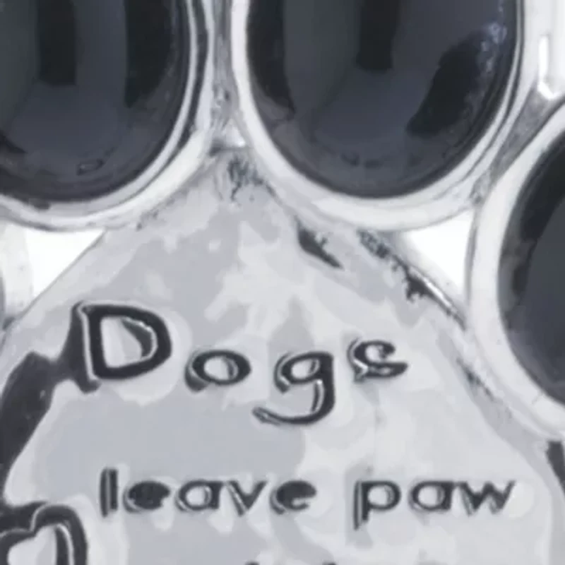 Sterling Silver 18in. Black Onyx Dog Paw Quote Pendant Necklace