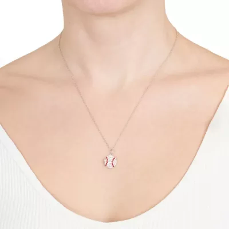 Sterling Silver 18-in. Crystal Baseball Pendant Necklace