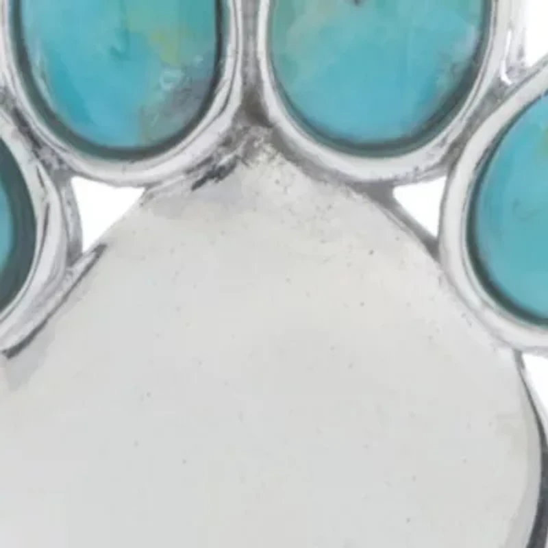 Sterling Silver 18in. Genuine Turquoise Paw Print Necklace