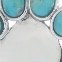 Sterling Silver 18in. Genuine Turquoise Paw Print Necklace