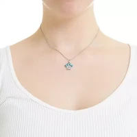 Sterling Silver 18in. Genuine Turquoise Paw Print Necklace