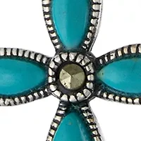 Sterling Silver 18in. Turquoise Cross Pendant Necklace
