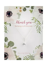 Sterling Silver 16+2" Cubic Zirconia Teardrop Pendant Necklace