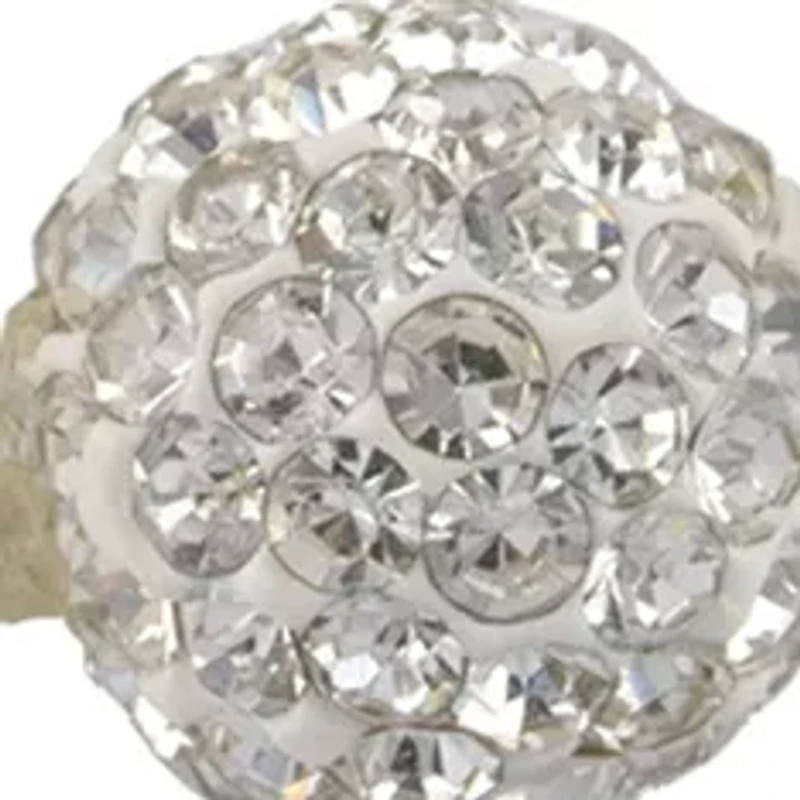 Sterling Silver 7'' Freshwater Pearl and Crystal Fireball Stretch Bracelet