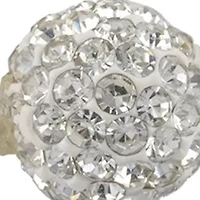 Sterling Silver 7'' Freshwater Pearl and Crystal Fireball Stretch Bracelet