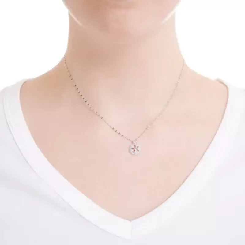 Sterling Silver 16+2-in. Cubic Zirconia Sand Dollar Necklace