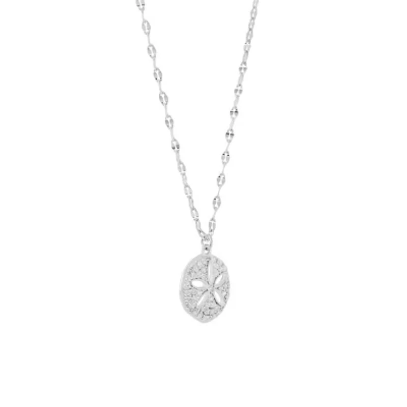 Sterling Silver 16+2-in. Cubic Zirconia Sand Dollar Necklace