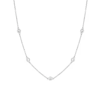 Sterling Silver 16+2-in. 5 Round Cubic Zirconia Necklace
