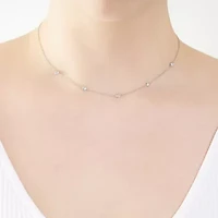 Sterling Silver 16+2-in. 5 Round Cubic Zirconia Necklace