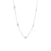 Sterling Silver 16+2-in. 5 Round Cubic Zirconia Necklace