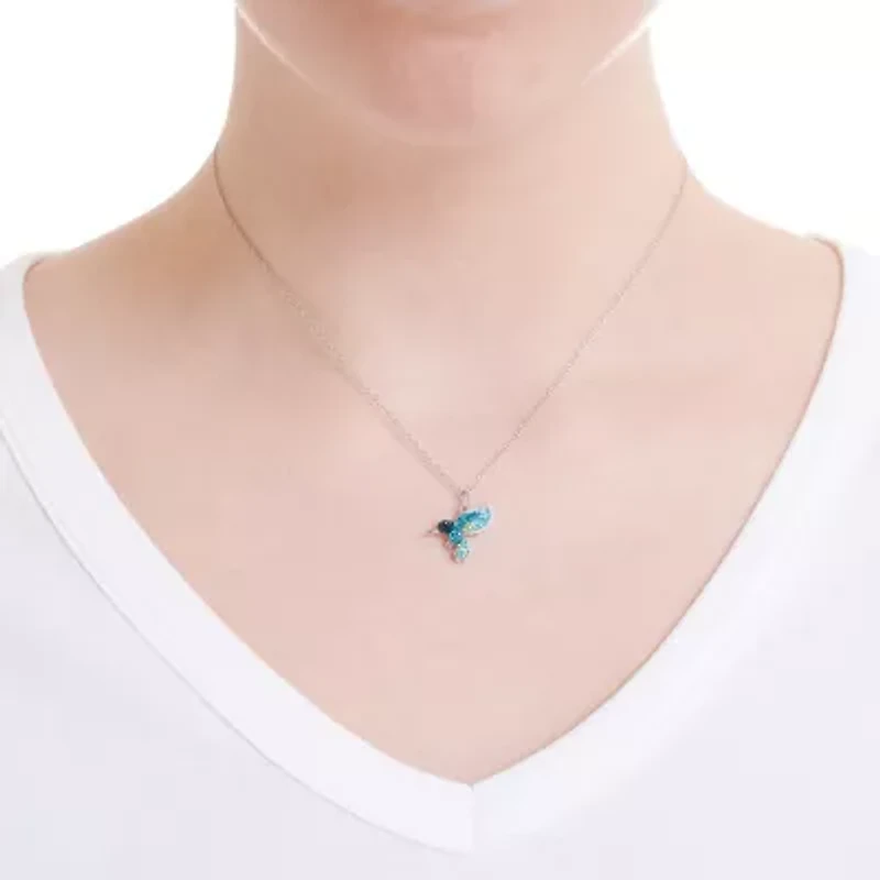 Sterling Silver 16+2-in. Crystal Hummingbird Pendant Necklace