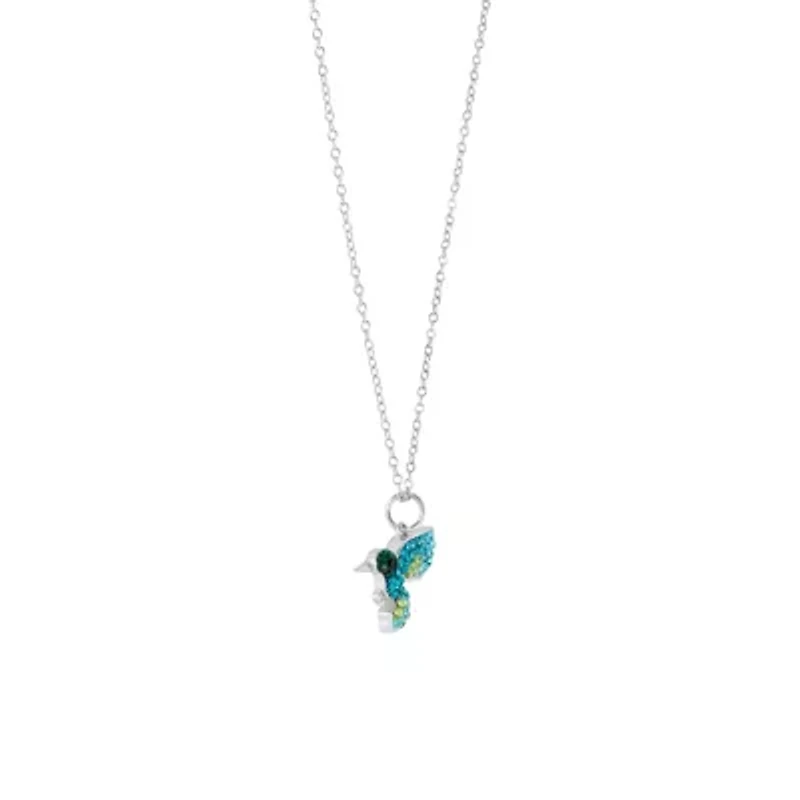 Sterling Silver 16+2-in. Crystal Hummingbird Pendant Necklace