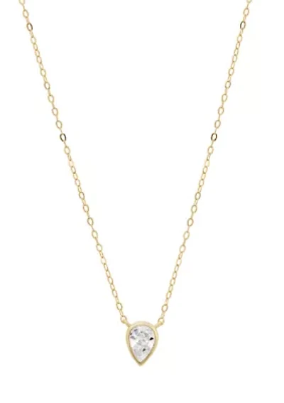 Cubic Zirconia Pear Necklace