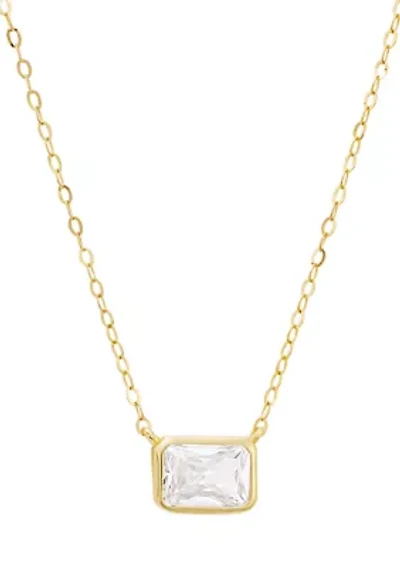 Cubic Zirconia Bezel Emerald Cut Necklace