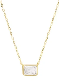 Cubic Zirconia Bezel Emerald Cut Necklace