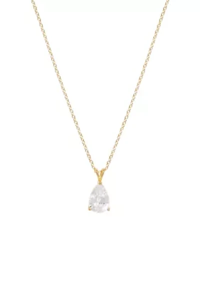 Sterling Silver 18" Cubic Zirconia Teardrop Pendant Necklace