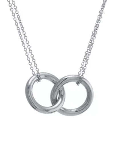 Sterling Silver 17 in Double Circle with Double Chain Necklace