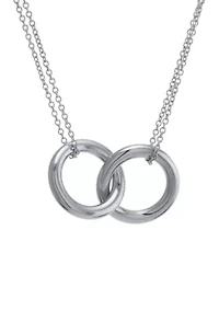 Sterling Silver 17 in Double Circle with Double Chain Necklace