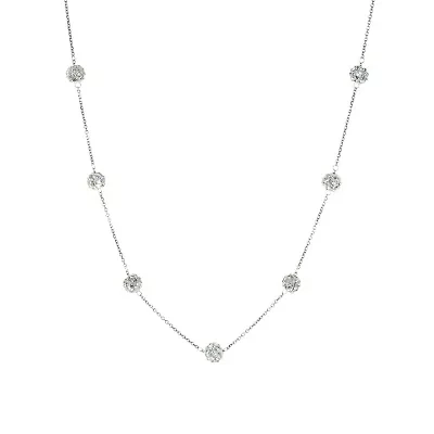 Sterling Silver 18-in. Multi Crystal Balls Necklace