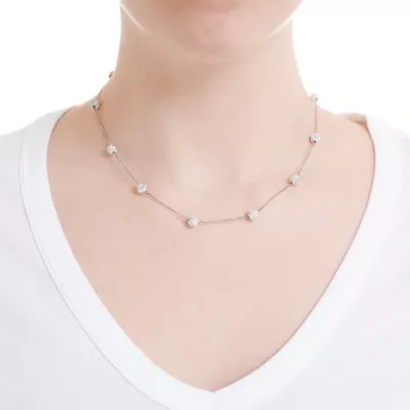 Sterling Silver 18-in. Multi Crystal Balls Necklace