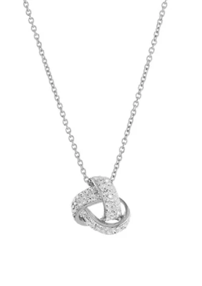 Sterling Silver 18in. Crystal Knot Pendant Necklace