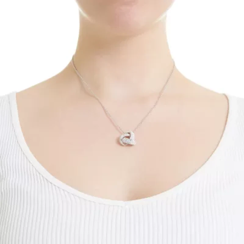 Sterling Silver 18in. Crystal Knot Pendant Necklace