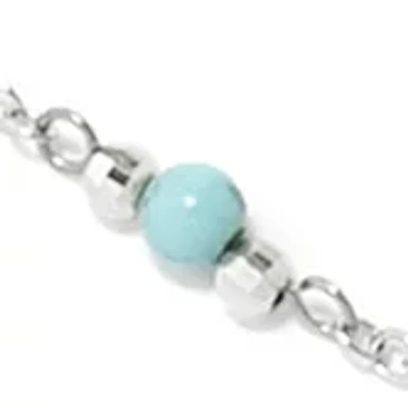 Sterling Silver 18 Inch Enhanced Turquoise Beaded Necklace