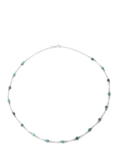 Sterling Silver 18 Inch Enhanced Turquoise Beaded Necklace