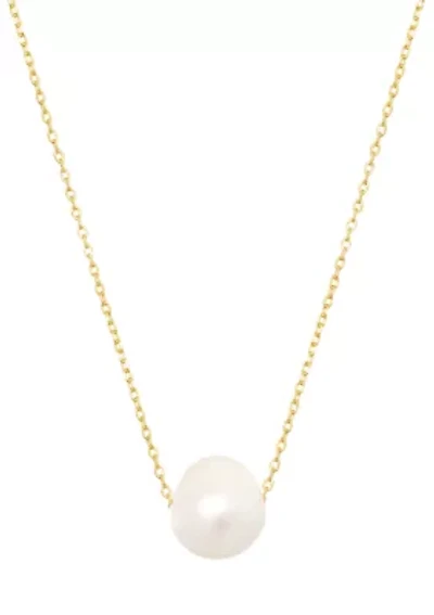Gold Over Sterling Silver 18" 10 Millimeter Freshwater Pearl Diamond Cut Cable Chain Necklace