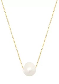 Gold Over Sterling Silver 18" 10 Millimeter Freshwater Pearl Diamond Cut Cable Chain Necklace
