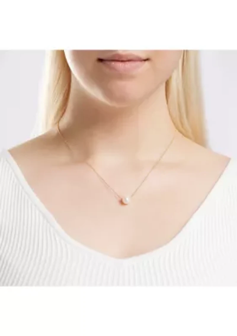 Gold Over Sterling Silver 18" 10 Millimeter Freshwater Pearl Diamond Cut Cable Chain Necklace