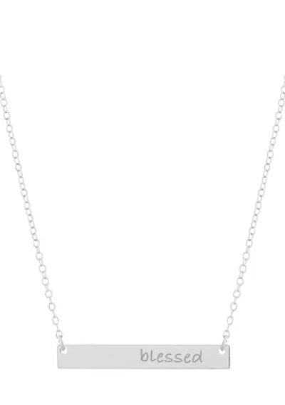 Sterling Silver "Blessed" Bar Necklace