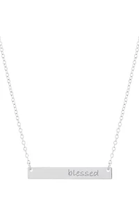 Sterling Silver "Blessed" Bar Necklace