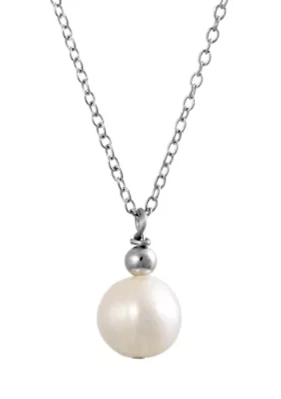 Sterling Silver 16+2" 7-7.5 Millimeter Freshwater Pearl Necklace