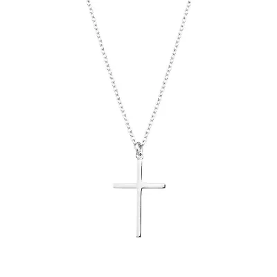 Sterling Silver 16+2IN Cross Pendant Necklace