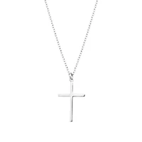 Sterling Silver 16+2IN Cross Pendant Necklace