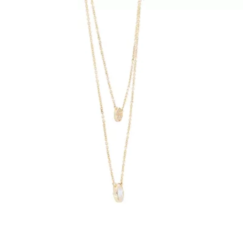 Sterling Silver 16+2-in. Cubic Zirconia Disc 2 Layered Necklace