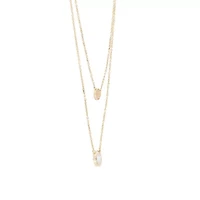 Sterling Silver 16+2-in. Cubic Zirconia Disc 2 Layered Necklace
