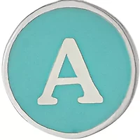 Sterling Silver Aqua Enamel Disc Initial A Necklace