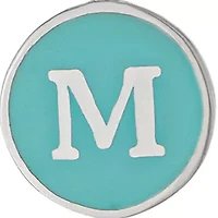 Sterling Silver 16in +2in Initial M Aqua Circle Pendant Necklace
