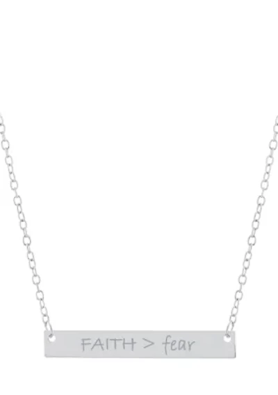 Sterling Silver "Faith > Fear" Bar Necklace