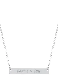 Sterling Silver "Faith > Fear" Bar Necklace