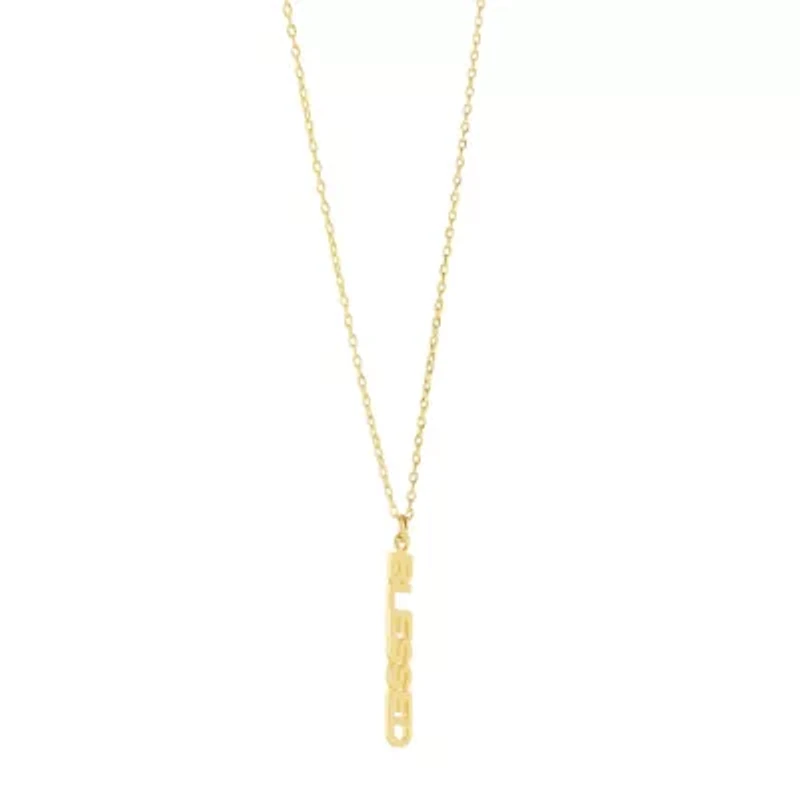 Gold Over Sterling Silver 16+2-in. Blessed Vertical Necklace