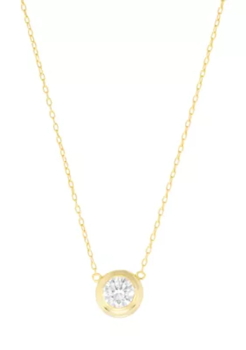 Gold Over Sterling Silver Cubic Zirconia Bezel Necklace